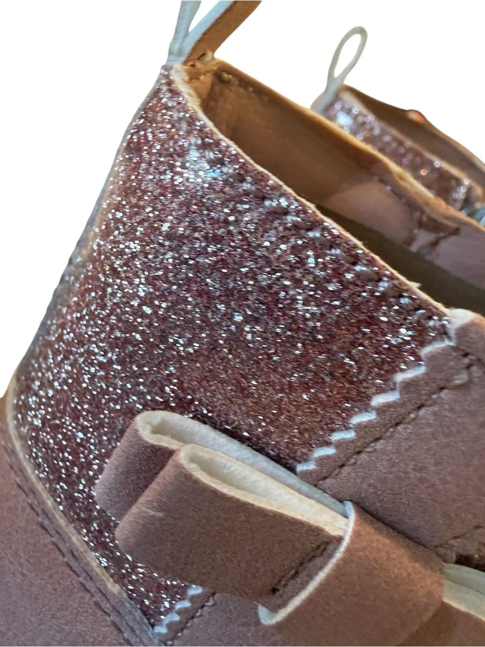 Munchkin by Stride Rite Avalon Blush Glitter Toddler Ankle Boots Pink Bow